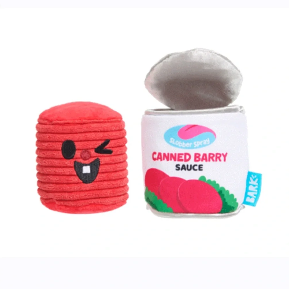NWT Bark Box CANNED BARRY Cranberry Thanksgiving 2Pc Size LARGE Plush Dog Toy - Picture 12 of 13